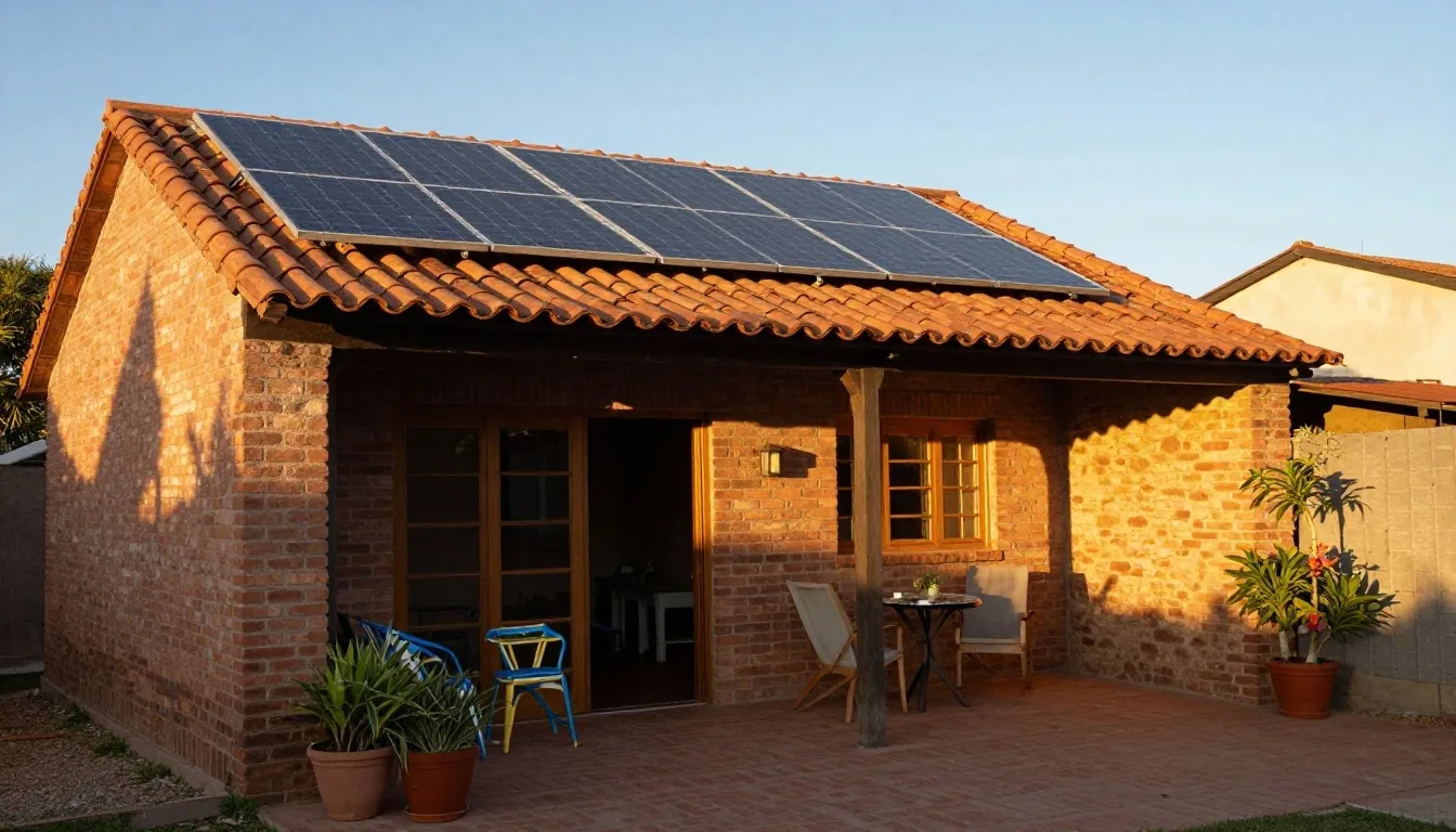 Techo de casa argentina bajo sol de tarde