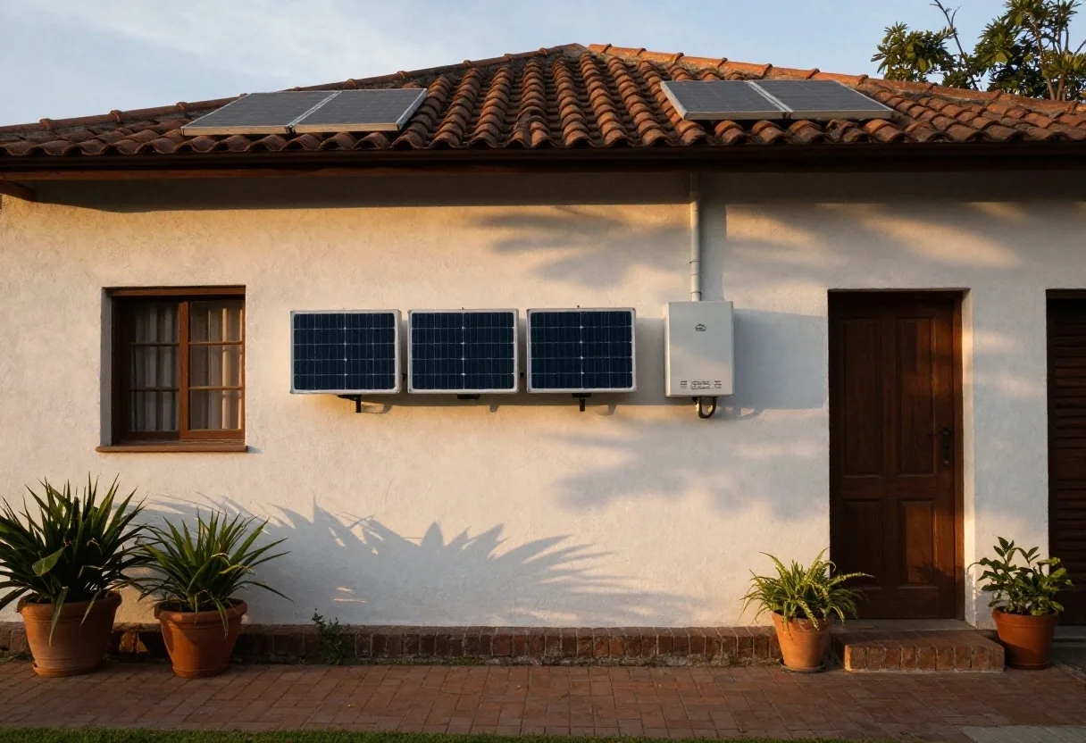 Paneles solares sobre techo de tejas