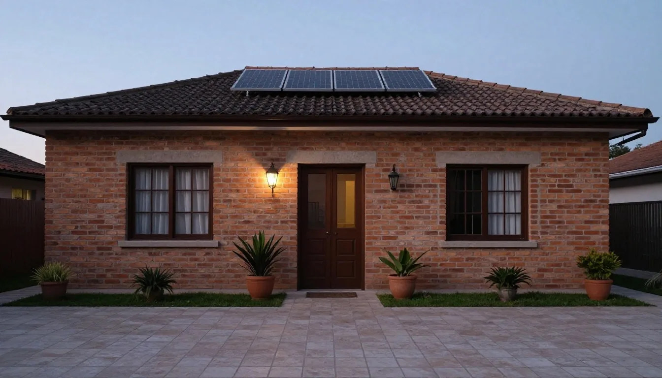 Techo de vivienda argentina bajo luz de tarde
