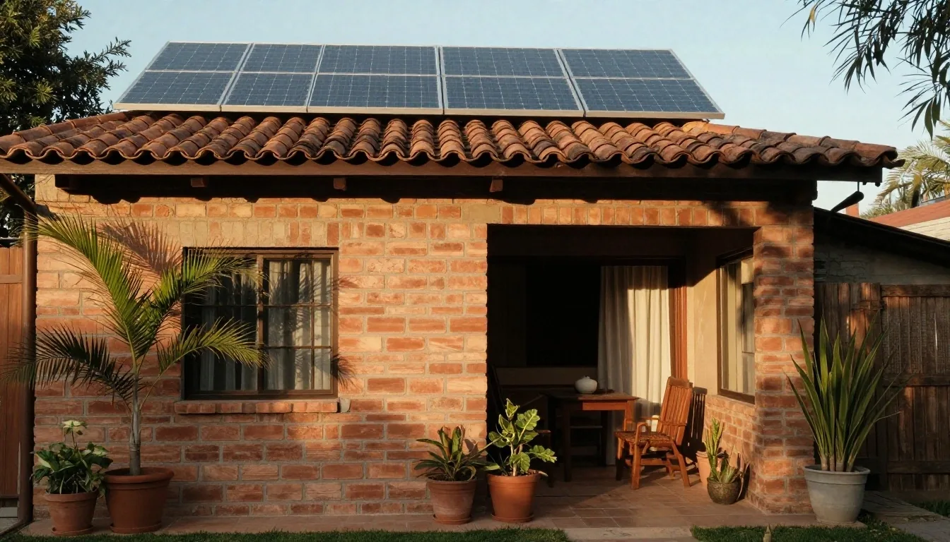 Techo de casa argentina bajo sol de tarde